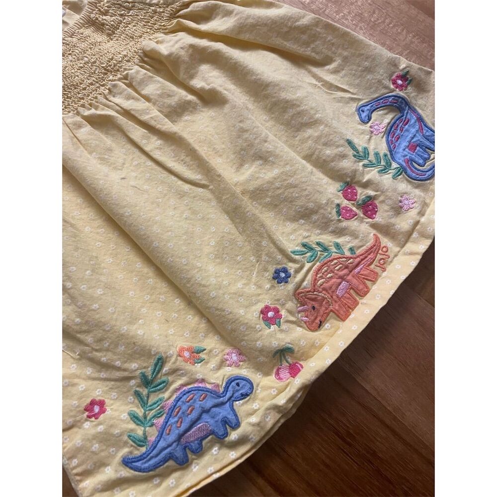 JoJo Maman Bebe Yellow Dinosaur Smocked Shirt 2-3Y - Picture 4 of 5